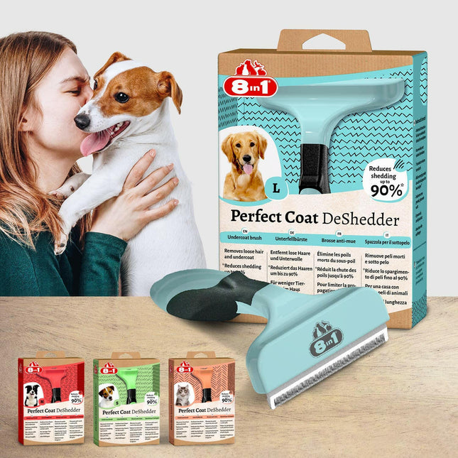 8in1 Perfect Coat DeShedder - dead undercoat remover for large breed dogs.