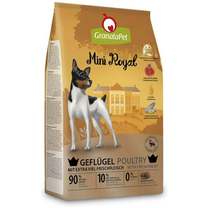 GranataPet Mini Royal Poultry - grain-free dry food for small breed dogs, 70% poultry and 20% vegetables.