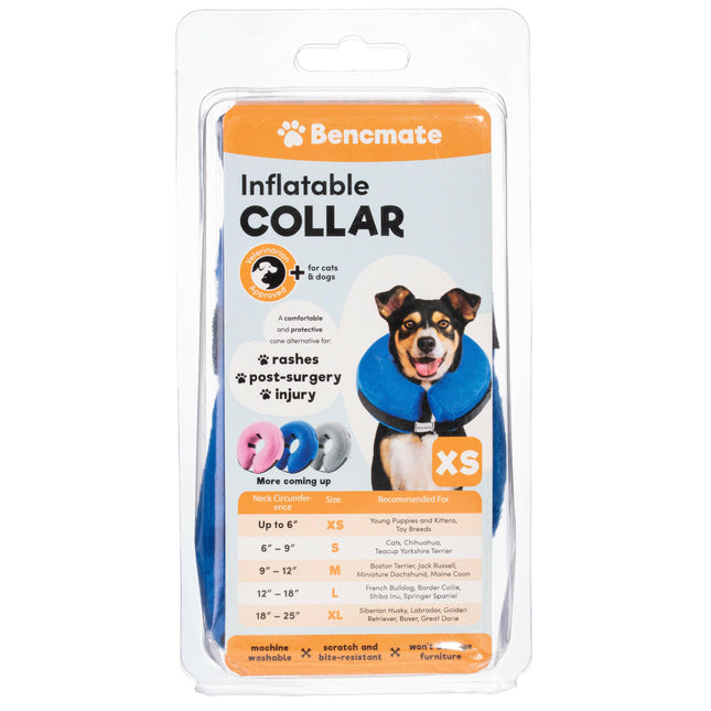 Bencmate Inflatable Collar - plush, inflatable collar for dogs and cats.