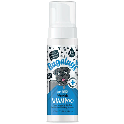 Bugalugs Wrinkle No Rinse Shampoo - Chlorhexidine shampoo for skin folds in dogs and cats, no rinsing required.