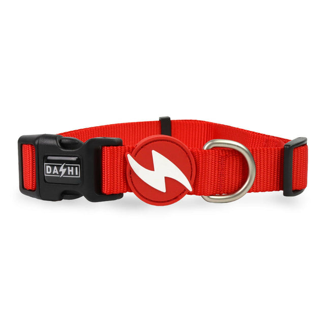 Dashi Solid Collar Red - nylon dog collar, red.
