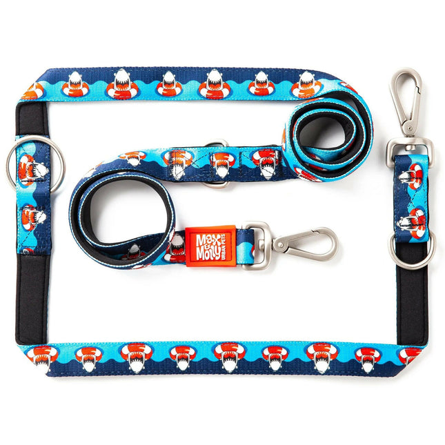 Max&Molly Multi-Leash Frenzy the Shark - adjustable leash for dogs, interesting pattern, 200cm.