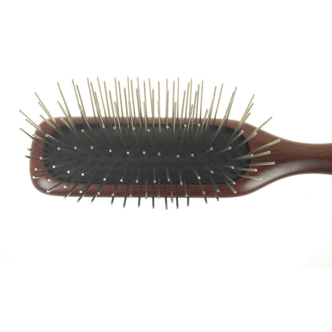 P&W Dog Stylist Brush - wooden, elongated brush with long metal pins.