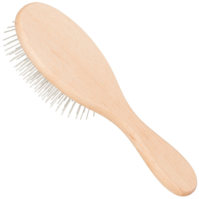 KW Pin Brush Medium - wooden brush with metal pins for long-haired breeds.