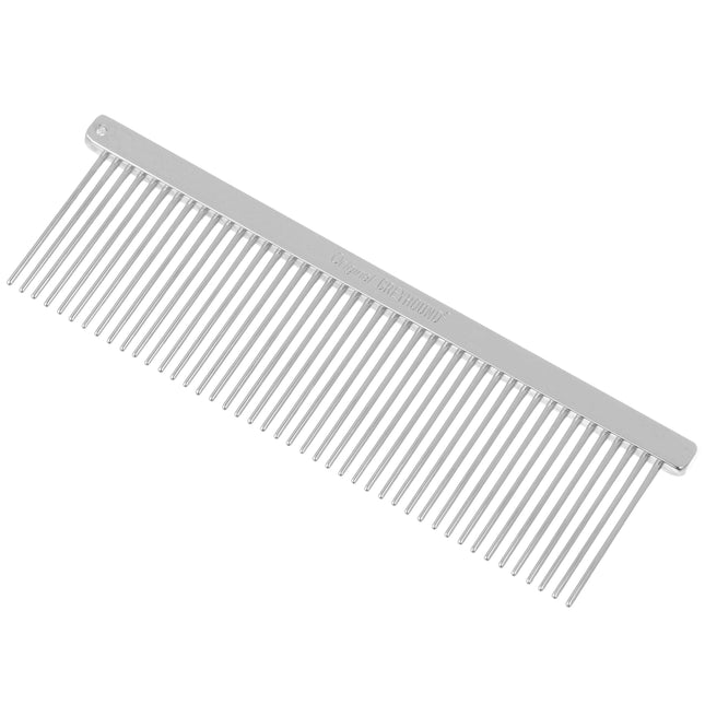 Greyhound Comb 4.5 - professional metal comb with medium tooth spacing.