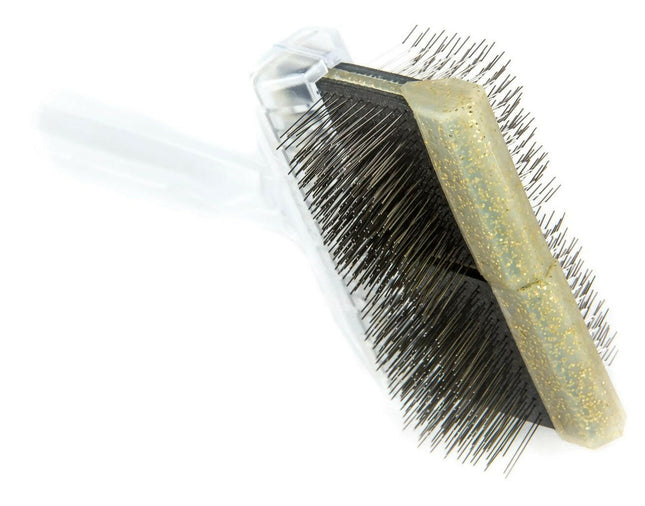 ActiVet Diamond Super Soft Brush - extra soft, double-sided, flexible brush for long, silky hair, bent + straight pins - large 9c.
