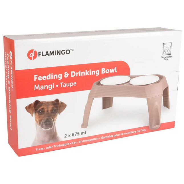 Flamingo Mangi Double Bowl Stand - dog bowl on a stand.
