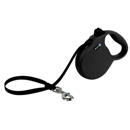 Alcott Wanderer Retractable Leash 5m Black - automatic dog leash, black.