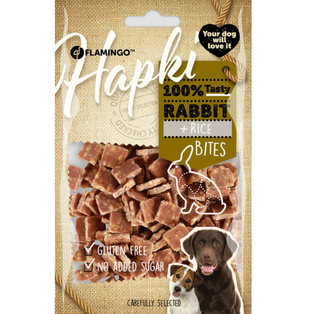 Flamingo Hapki Rabbit Rice Bites - treats for dogs, rabbit and rice.