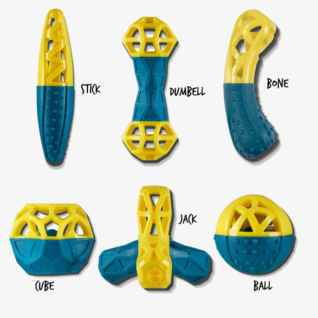 Nuzzle Puzzle Jack (13cm) - treat-dispensing toy for dogs, bouncy, floating, with a squeaker