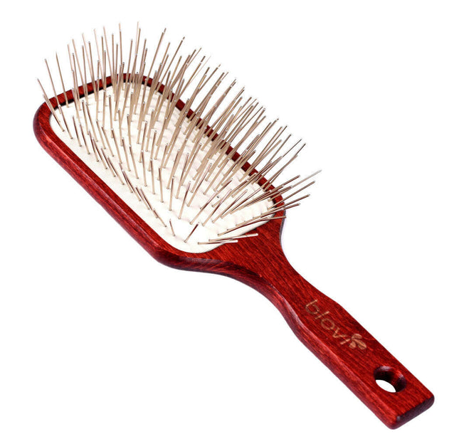 Blovi Wood Pin Brush - extra large, soft, wooden brush with a long metal pin.