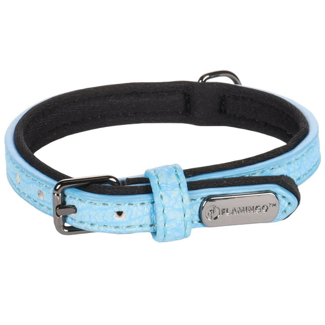 Flamingo Leza Collar - collar for small dogs, with lining, faux leather and neoprene.