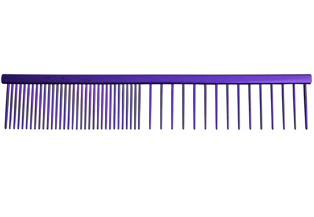 Chris Christensen Fine/X - Coarse Comb - professional metal comb with mixed tooth spacing, purple.