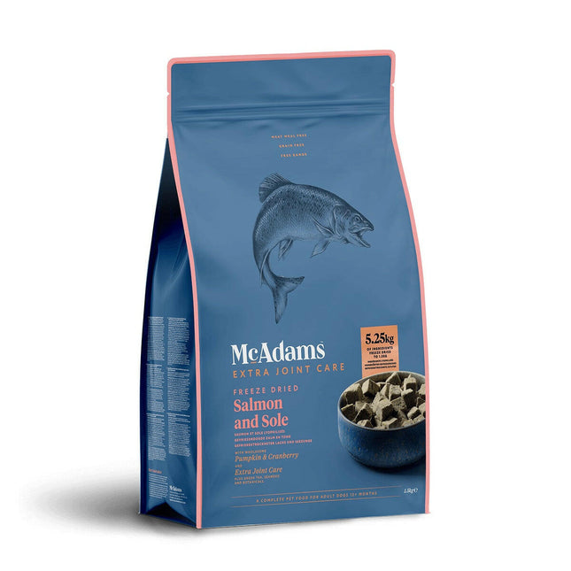 McAdams Freeze Dried & Sole - freeze-dried food for adult dogs, with salmon and salt.