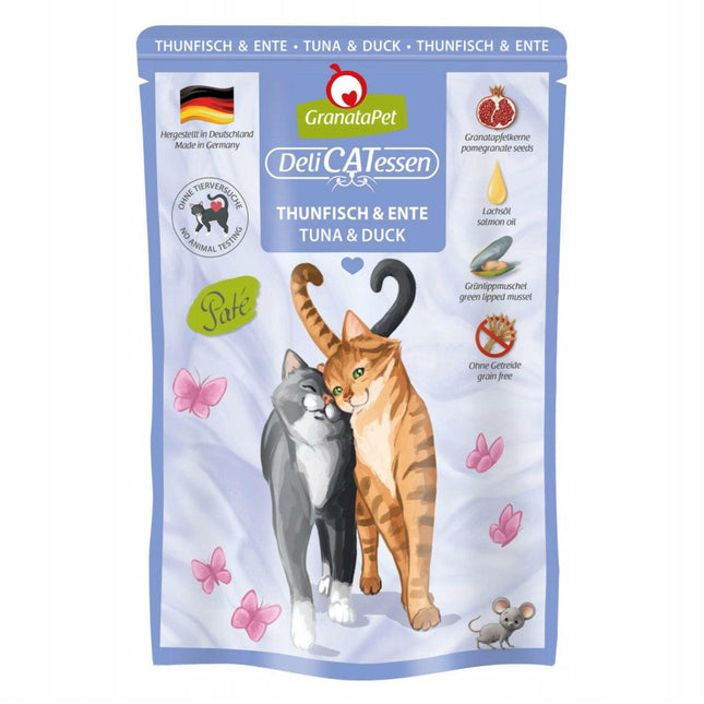 GranataPet DeliCatessen Tuna & Duck - grain-free wet food with tuna and duck, pouches for cats.