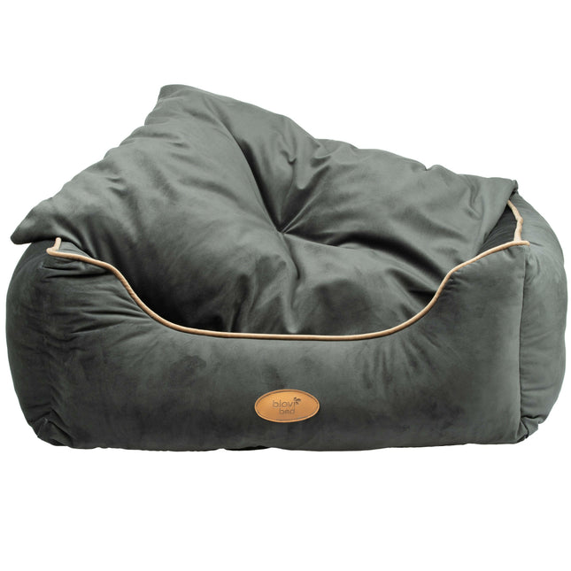 Blovi Bed Velur Love Lux Dark Grey - velour pet bed for dogs and cats, with a dark grey trim.