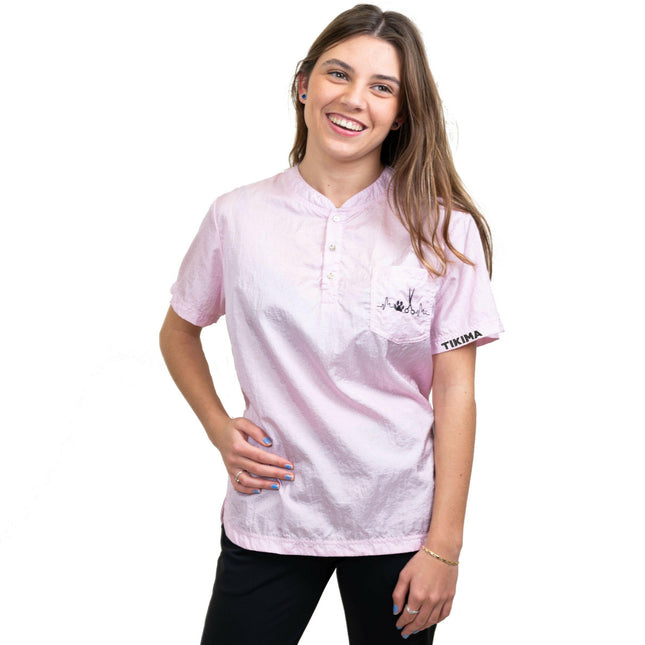 Tikima Figari Shirt Pink - pink grooming shirt with embroidery.