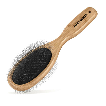 Artero Nature Double Slicker Pin Brush - Dual-Sided Bamboo Poodle Brush.