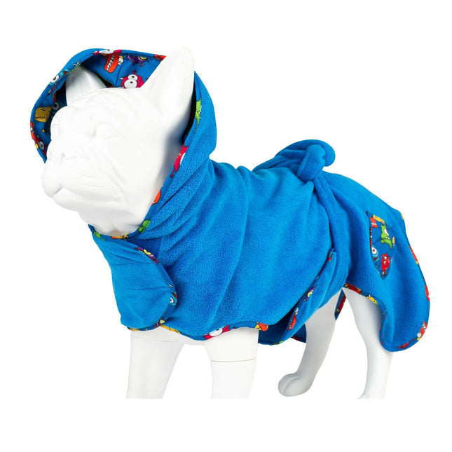 Max&Molly Dog Bathrobe Little Monsters - soft and absorbent dog bathrobe, monster pattern.