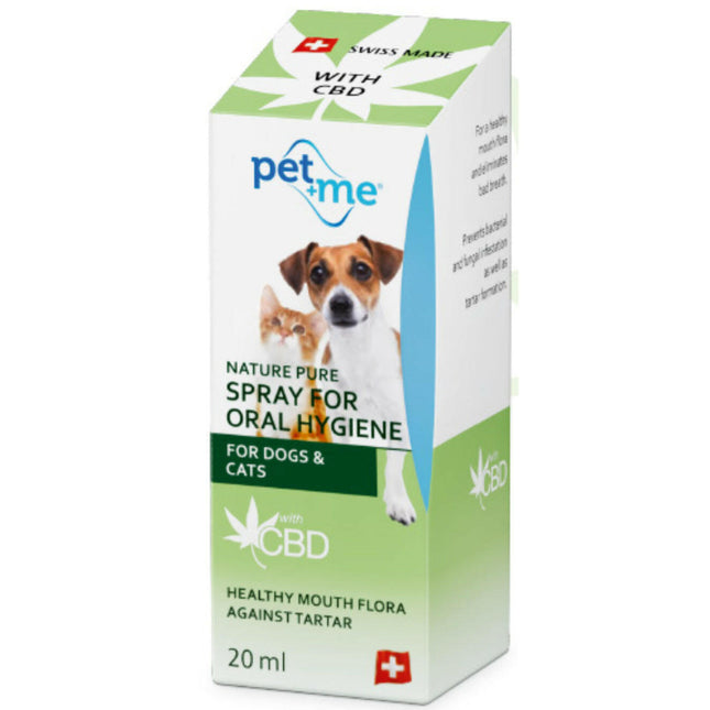 Pet+Me Oral Hygiene Spray - natural oral care spray with CBD for dogs and cats.