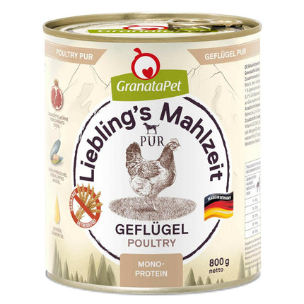 GranataPet Poultry PUR - monoprotein grain-free wet food for dogs, poultry.