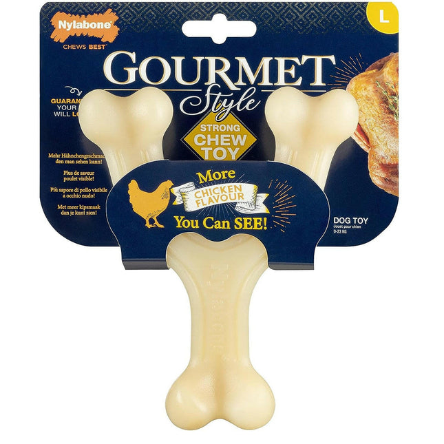 Nylabone Gourmet Wishbone Chicken - durable chew toy for dogs, intense chicken flavor.