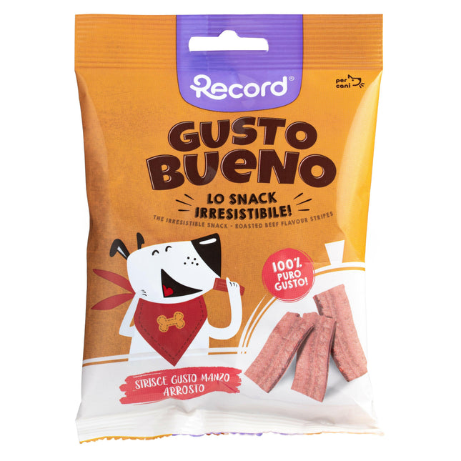 Record Gusto Bueno Roasted Beef Flavor Stripes - dog treats, strips with roasted beef flavor.