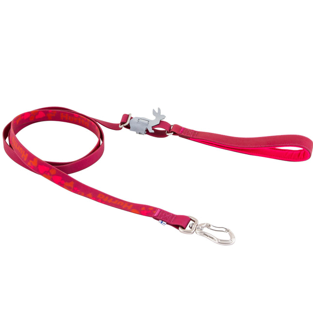 Hurtta Mudventure Leash Beetroot 120 - 180cm - waterproof adjustable leash for dogs.