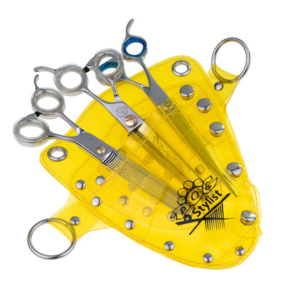 P&W Transparent Tool Case - pouch, case for scissors and grooming accessories - Yellow.