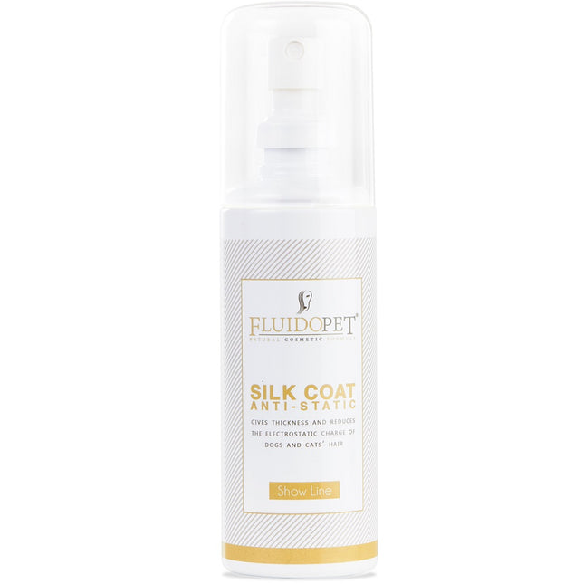FluidoPet Spray Silk Coat - professional formula with collagen and keratin, provides anti-static and smoothing effects, for show dogs and cats.