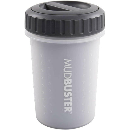 Dexas Lidded Mudbuster - Sealable Silicone Paw Cleaner for Dogs & Cats - Grey.