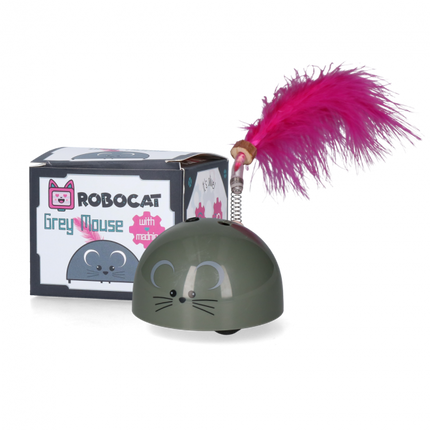 Robocat Mouse - interactive mouse for cats, with feather, motion sensor, and madnip addition.