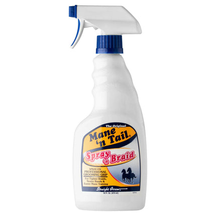 Mane'n Tail Spray & Braid - a product that facilitates braiding hair, manes, and tails for horses and dogs.