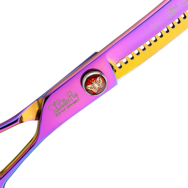 P&W ButterFly Curved Chunkers - professional grooming thinning shears, curved - 32 teeth.