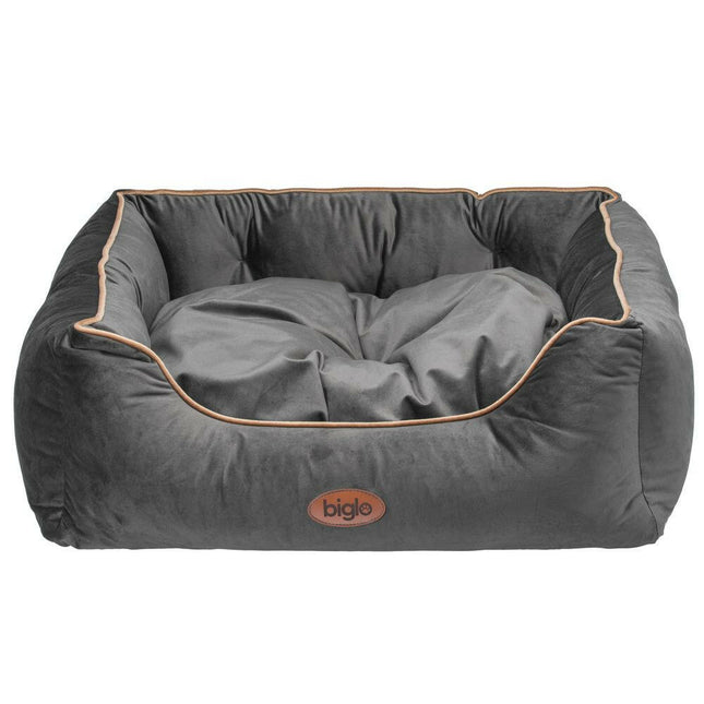 Biglo Velur Love Lux Dark Grey - velour pet bed for dogs and cats, with a dark grey trim.