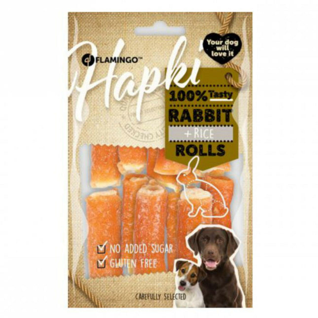 Flamingo Hapki Rabbit Rolls - dog treats, rolls with rabbit and rice.