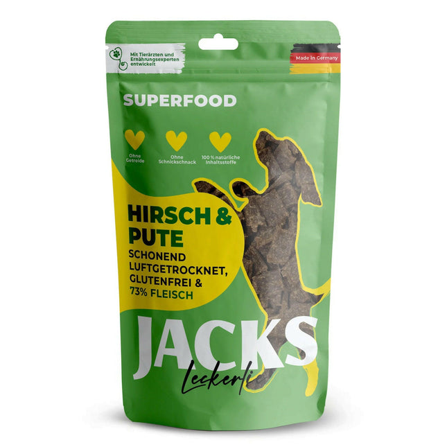 Jacks Leckerlie Superfood Venison & Pork - dog treats, 73% venison and pork.