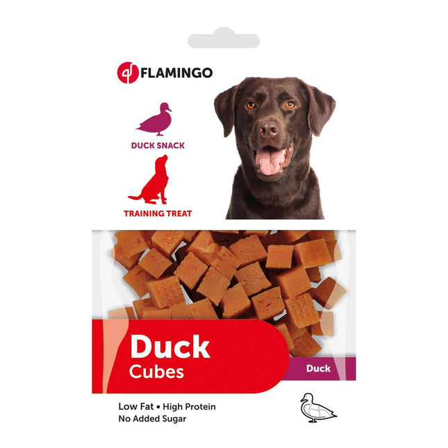 Flamingo Snack Duck Cubes - training treats for dogs, with duck.