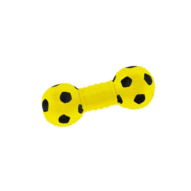 Record Latex Dumbbell - rubber chew toy for dogs with protrusions.
