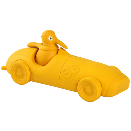 Kiwi Walker Racing Cigar - squeaky toy for dogs, yellow race car.