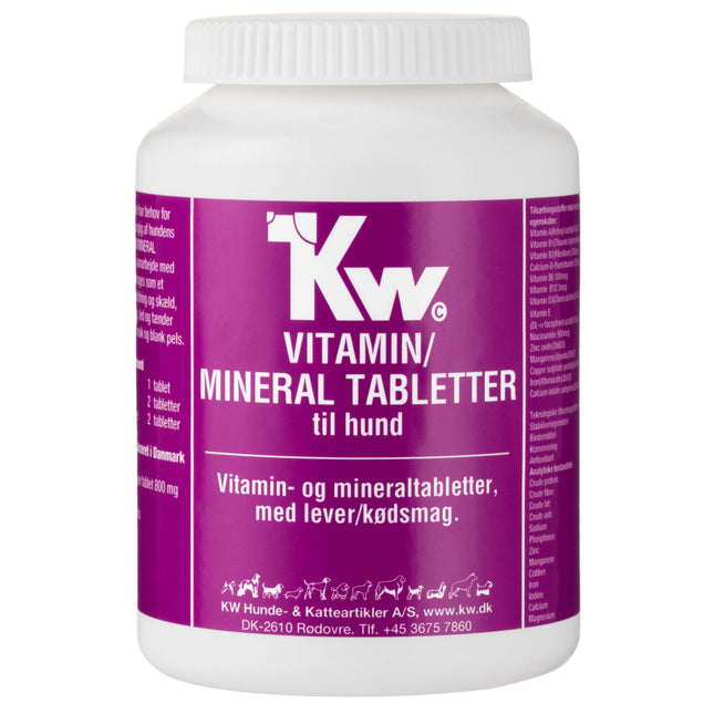 KW Vitamin / Mineral Tablets 250 tablets - vitamin and mineral set for dogs, liver flavor.