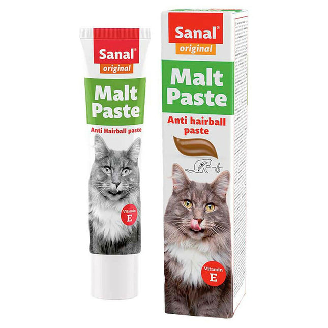 Sanal Malt Paste Anti-Hairball - hairball control paste for cats, with vitamin E.