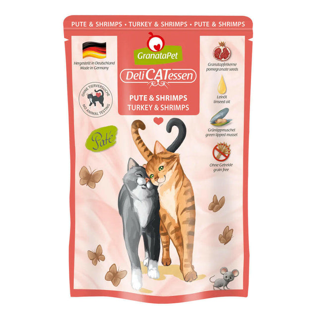 GranataPet DeliCatessen Turkey & Shrimps - grain-free wet food with turkey and shrimp, pouches for cats.