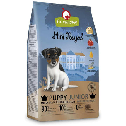 GranataPet Mini Royal Junior/Puppy - grain-free dry food for small breed puppies, 70% poultry with salmon and 20% vegetables.