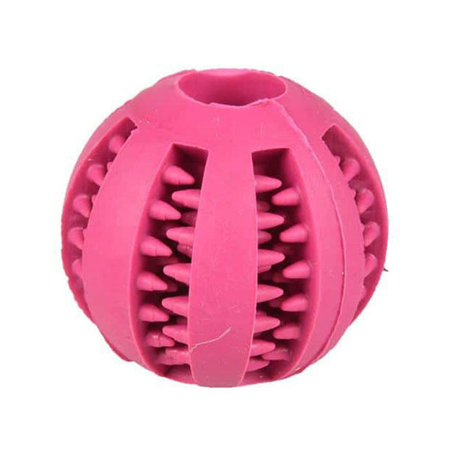 Flamingo Rubber Dental Ball - treat-dispensing ball with spikes for dogs.