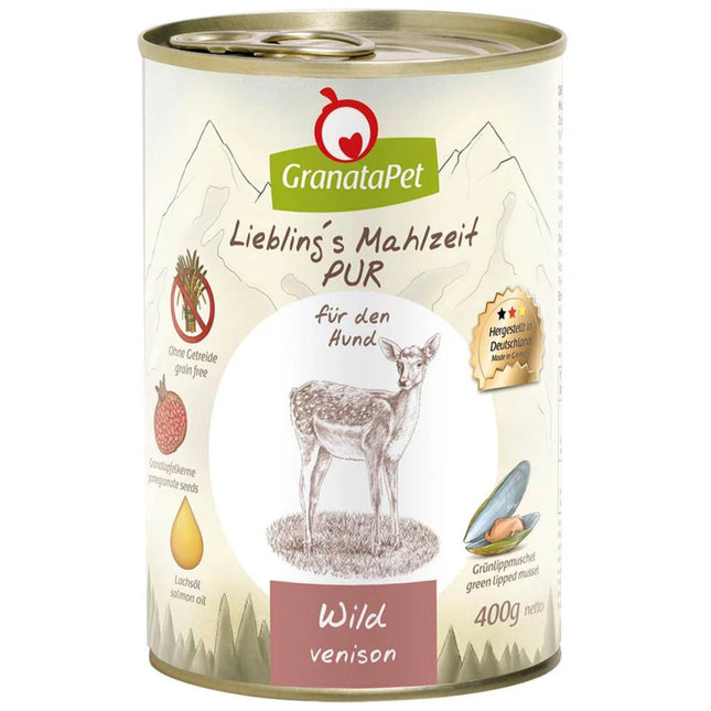 GranataPet Venison Pur - Monoprotein Grain-Free Wet Dog Food, Venison