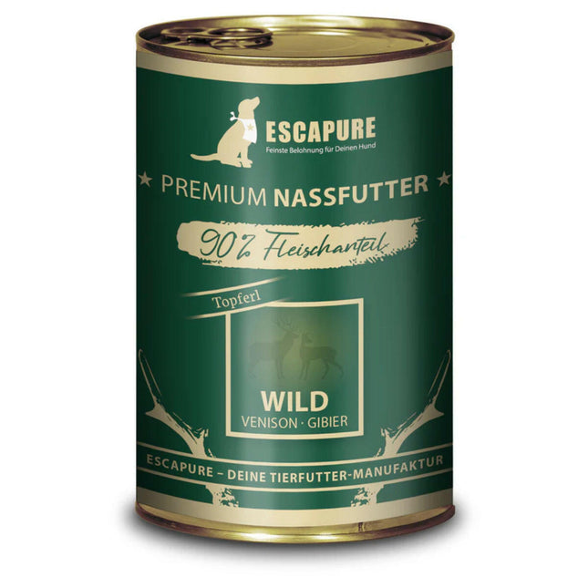 Escapure Topferl Wild - wet food for dogs, game meat with vegetables, 90% meat.