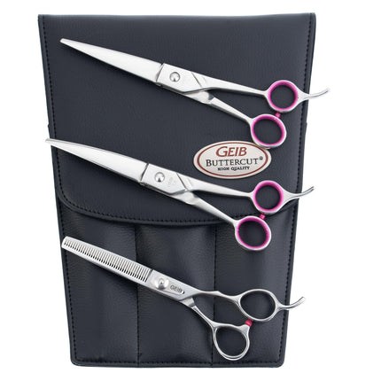 Geib Gator Scissors Set - professional scissors and thinning shears set (40 teeth) made of Japanese stainless steel, 3 pieces.