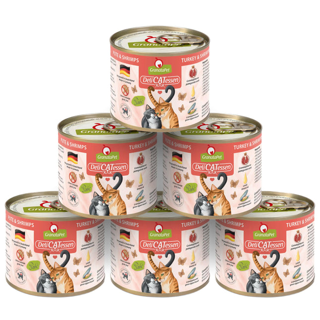 GranataPet DeliCatessen Turkey & Shrimps - grain-free wet food for cats, turkey and shrimp.