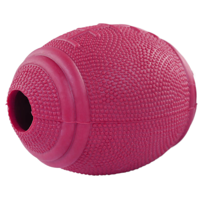 Flamingo American Football - dog toy, ball with a treat opening.